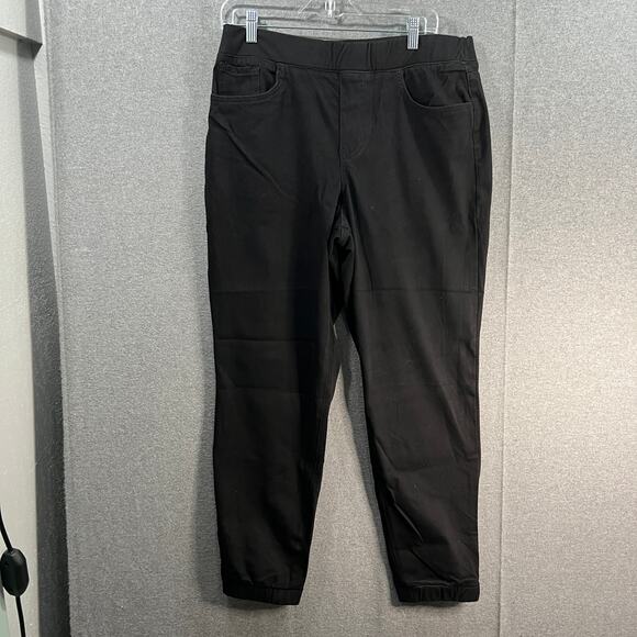 LOGO by Lori Goldstein Regular Knit Denim Pull-On Jogger Pants Black, Reg 14 - Picture 1 of 8